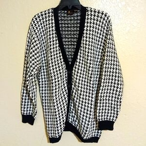 Liz Sport S Women's or Men's Houndstooth Cardigan Sweater